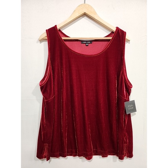 John Mark Tops - John‎ Mark NWT Blouse Womens 2X Red, Sleeveless Velvety Top, Soft Stretchy